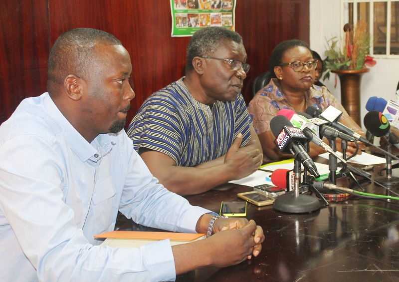 19.-Prof.-Frimpong-Boateng-middle-addressing-the-media.-With-him-are-Ms.-Carol-Annang-right-and-Mr.-Godwin-Amarh-left-General-Secretary-of-Small-Scale-Miners Prof. Frimpong-Boateng commends Media Coalition Against Galamsey