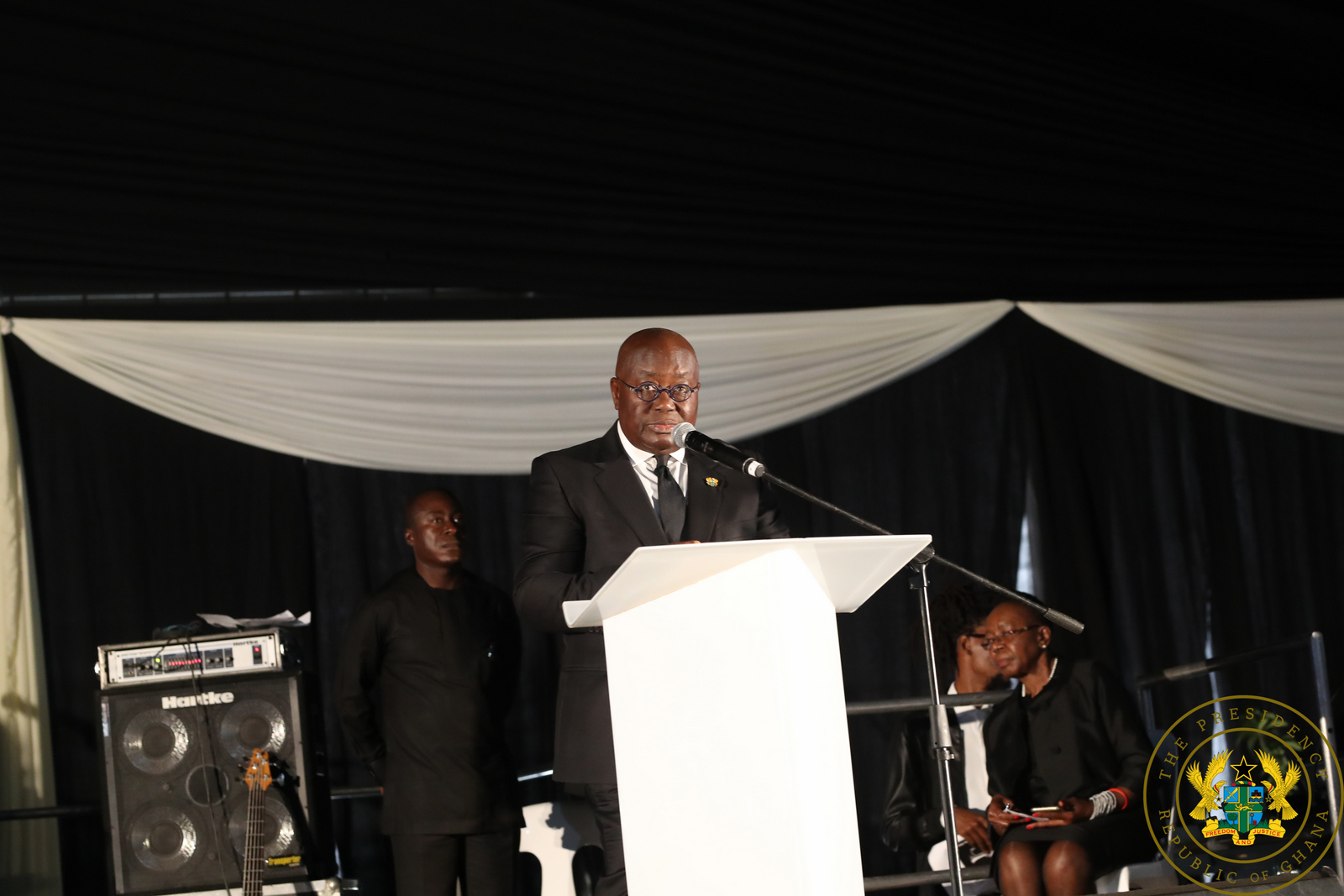 President-Akufo-Addo-reading-his-tribute-to-Hugh-Masakela Tribute By The President Of The Republic Of Ghana, Nana Addo Dankwa Akufo-Addo, At The Funeral Of Hugh Masakela, On Tuesday, 30th January, 2018, In Johannesburg, South Africa